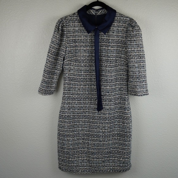 NWT Alexia Admor Dress Tweed Navy Blue Sheath Career Office Wear Womens Size 8 - Picture 1 of 8